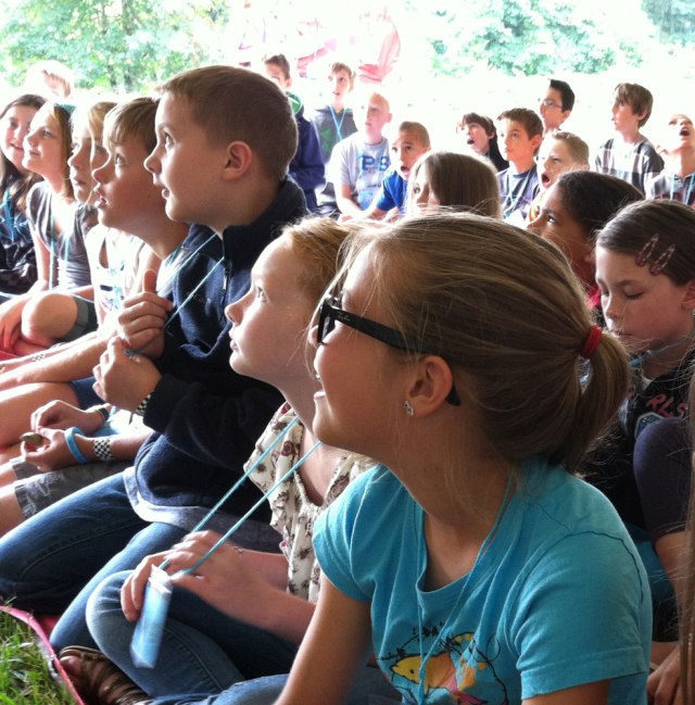 Precious faces captivated by the story of King David.